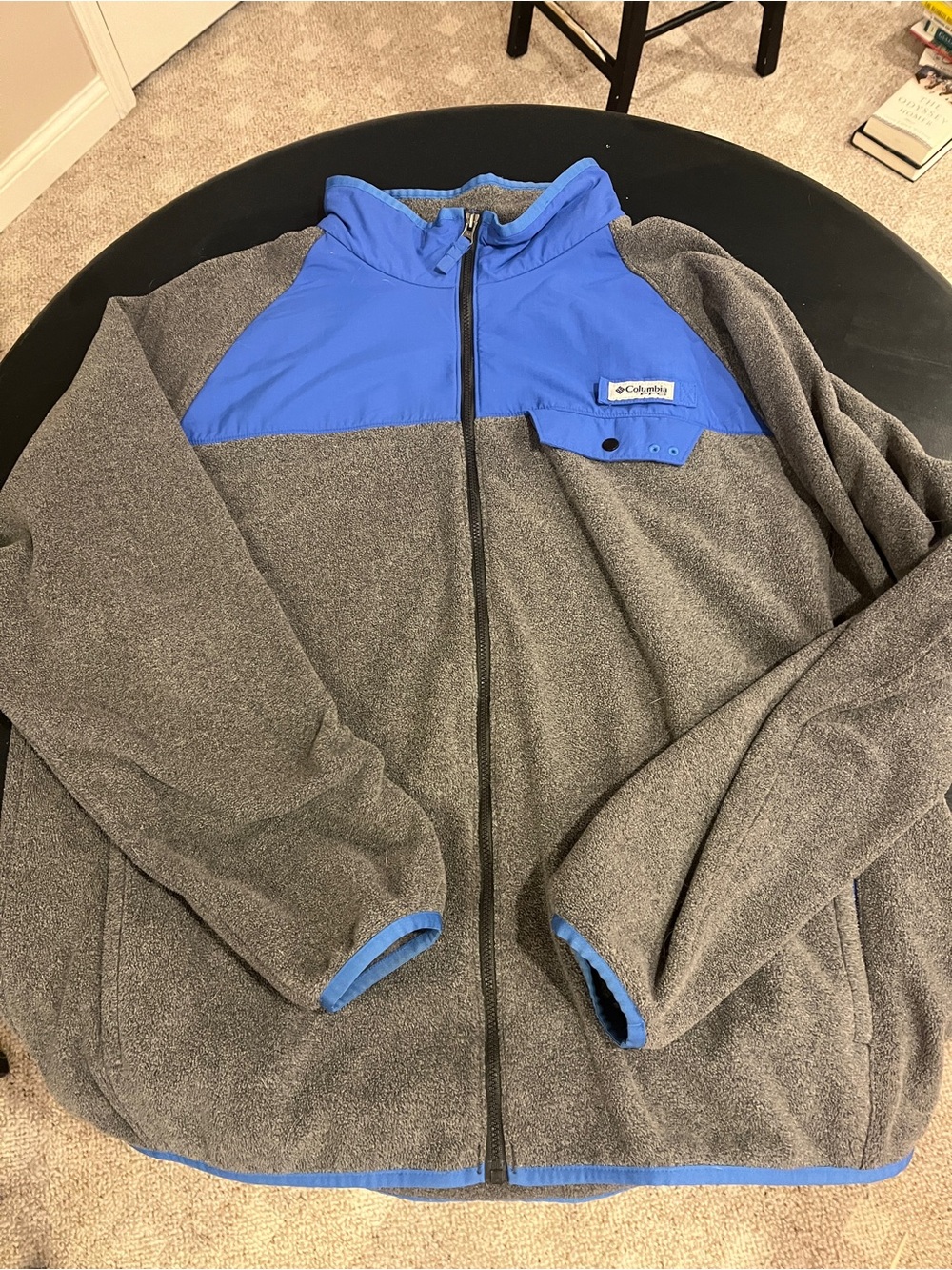 Columbia Men's Gray and Blue Performance Fleece Jacket
